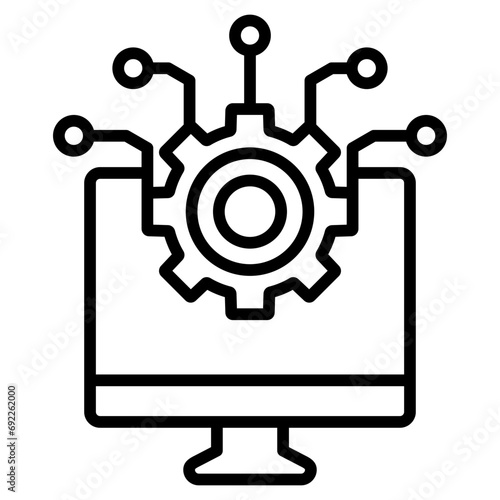 Digital Integration icon line vector illustration