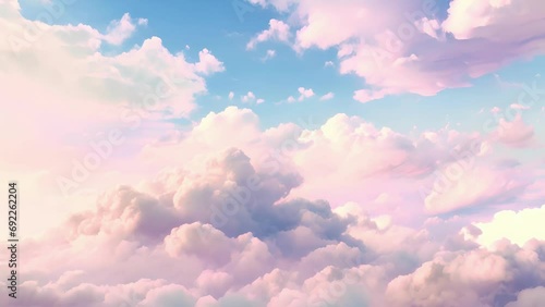 Soft and dreamy minimal animation of clouds moving slowly across a pastelcolored sky. photo