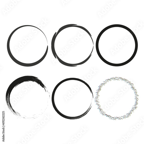 Set of grunge circles. Grunge round shapes. Vector illustration. EPS 10.