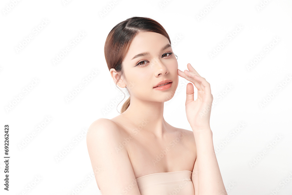 Beautiful young asian woman with clean fresh skin on white background, Face care, Facial treatment, Cosmetology, beauty and spa, Asian women portrait. Beautiful young asian woman with clean fresh skin on white background, Face care, Facial treatment, Cosmetology, beauty and spa, Asian women portrait.