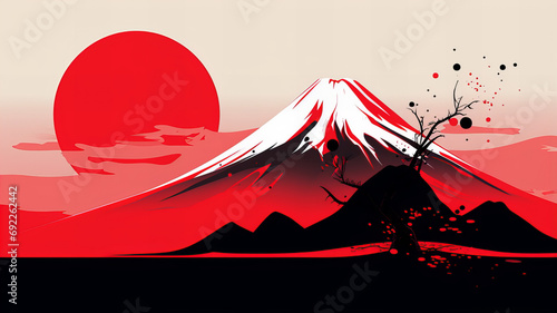 朝日が昇る富士山1