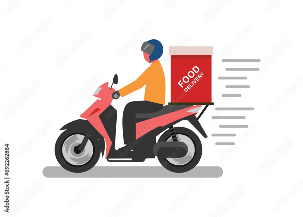 Food fast delivery service by motorcycle. Simple flat illustration Food fast delivery service by motorcycle. Simple flat illustration