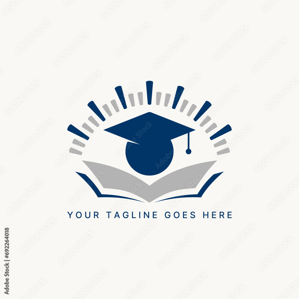 Logo design graphic concept creative premium abstract vector sign unique stock graduation hat and book layer paper Related education university school Logo design graphic concept creative premium abstract vector sign unique stock graduation hat and book layer paper Related education university school