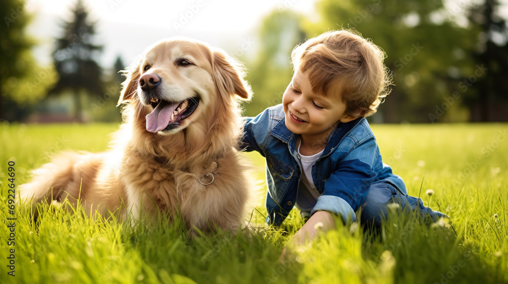 仲良しの少年と犬 仲良しの少年と犬