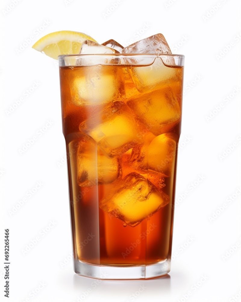glass of ice tea with lemon isolated on white background. glass of ice tea with lemon isolated on white background.