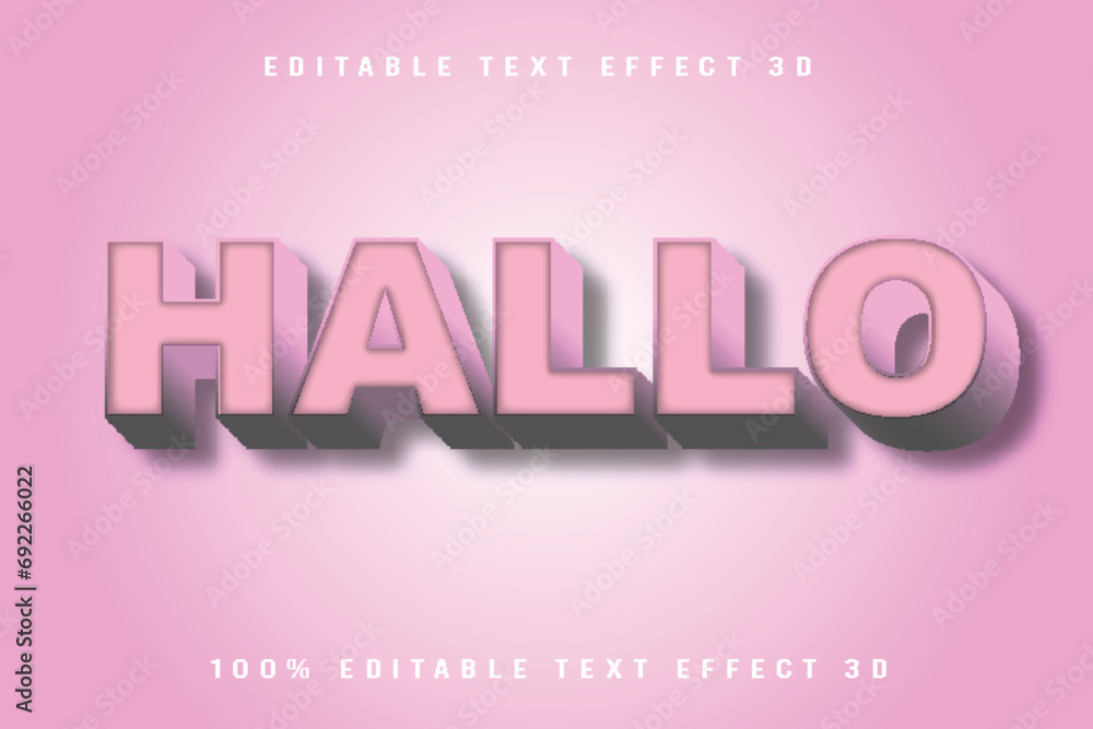 Hallo Editable Text Effect Emboss Cartoon Style