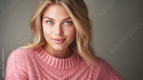 Portrait of an attractive blonde wearing pink 