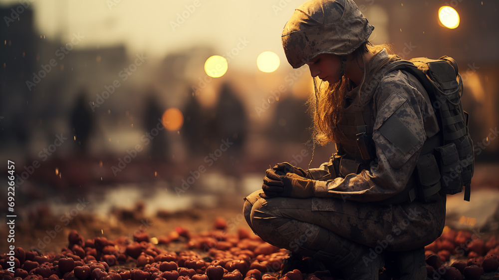 Soldier's Solitude: Red Apples and a Grieving Military Woman. Soldier's Solitude: Red Apples and a Grieving Military Woman.
