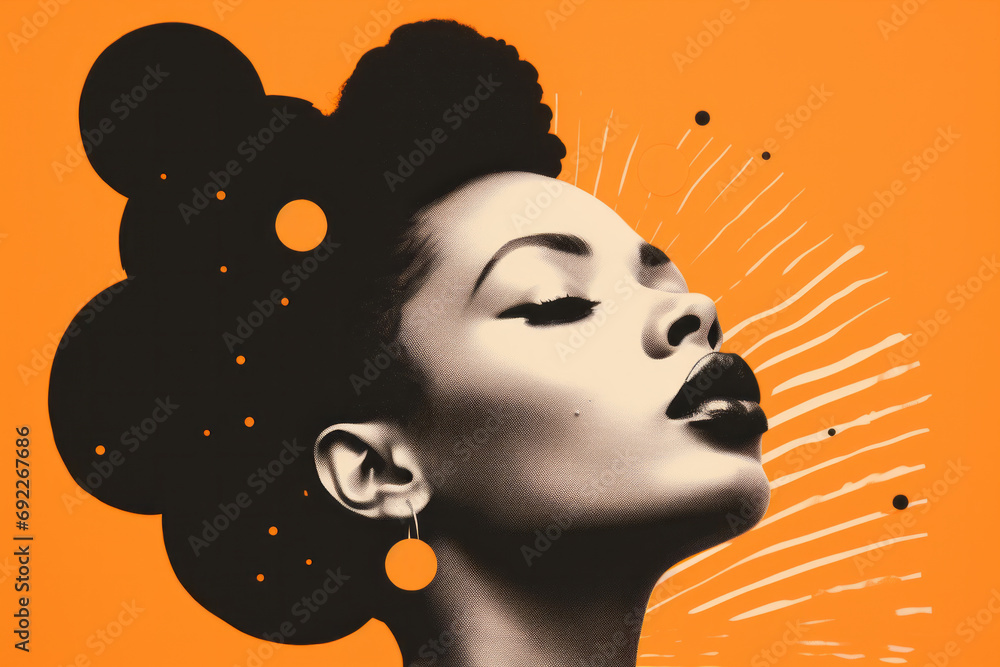 © ink drop - Modern abstract portrait of a beautiful black woman