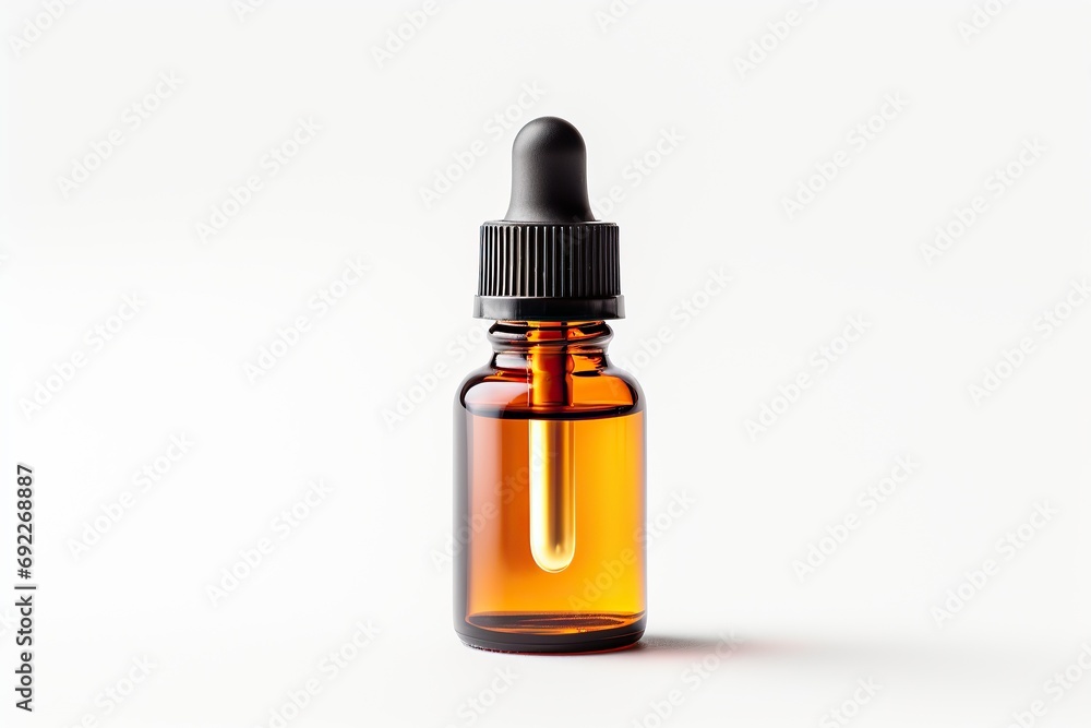 Close up, Dropper bottle Mock up for cosmetic skin care medical product Essential oil isolated on white background.