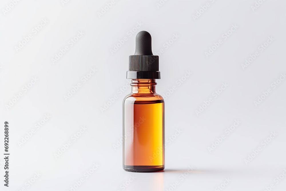 Close up, Dropper bottle Mock up for cosmetic skin care medical product Essential oil isolated on white background.