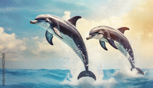 Playful Dolphins Jumping Out of Water