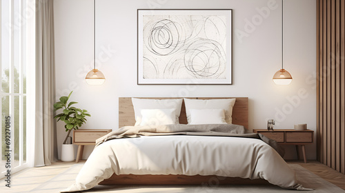 Modern Living Spaces.Stylish Bedroom Mock-Up Templates.AI Generative 
