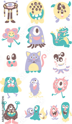 Colorful Cute Monster Illustration
