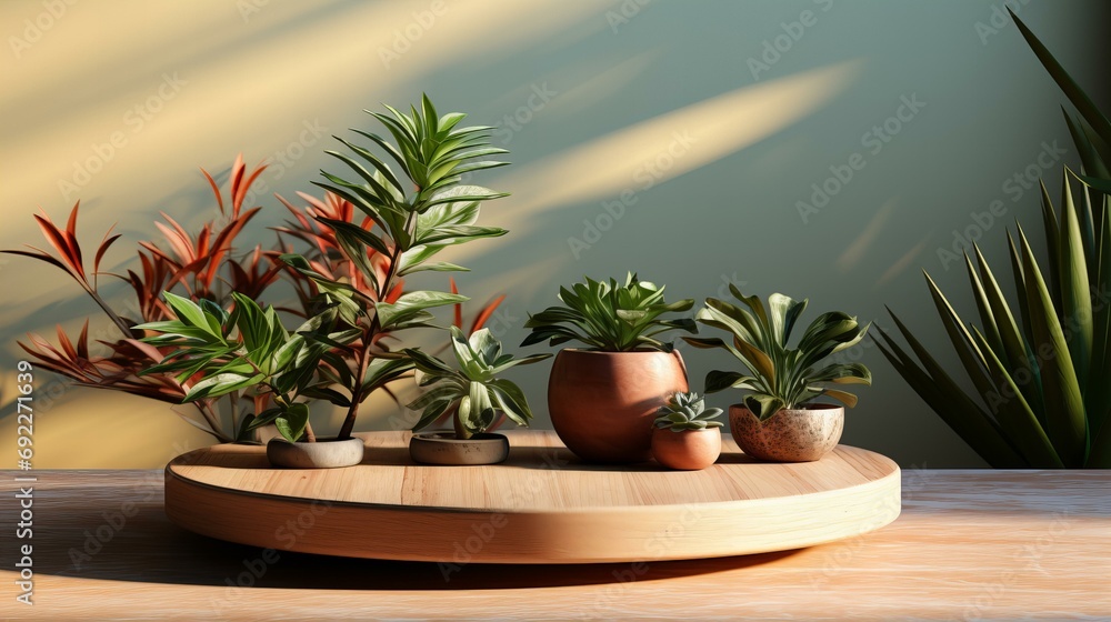 Obraz premium 緑色の部屋と観葉植物