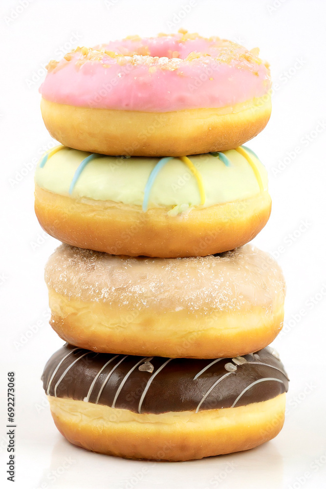 stack of assorted donuts isolated on white background stack of assorted donuts isolated on white background