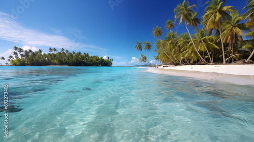A tranquil beach with crystal clear water