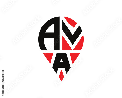 AVA letter location shape logo design. AVA letter location logo simple design. photo