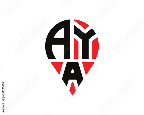 Fotografie AYA letter location shape logo design