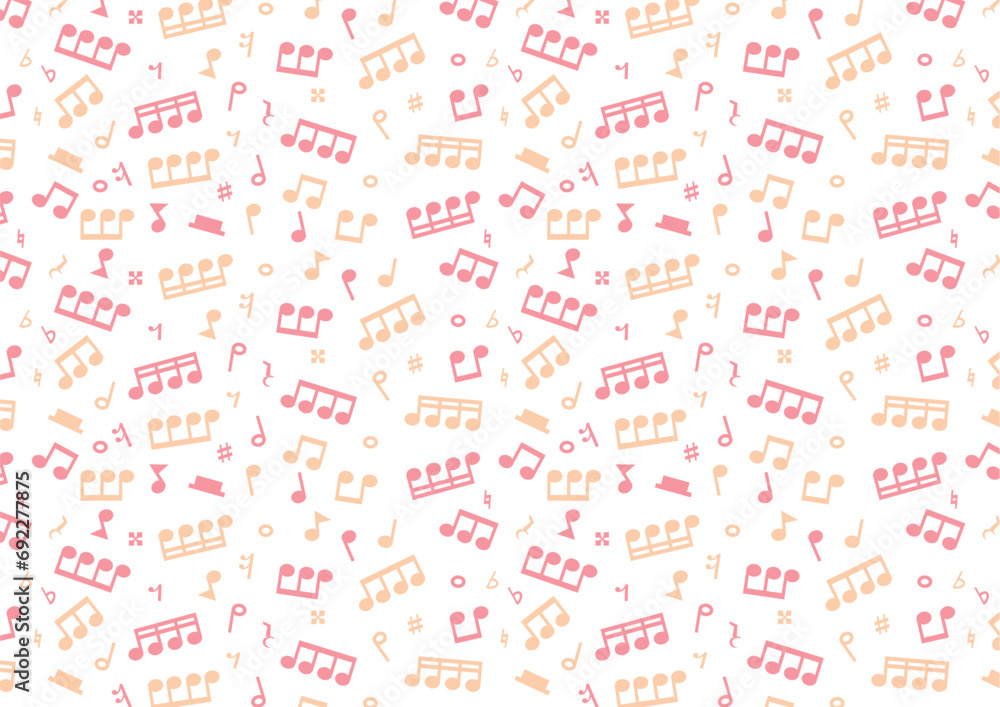 ピンク系の音符の背景・壁紙02_横 ピンク系の音符の背景・壁紙02_横