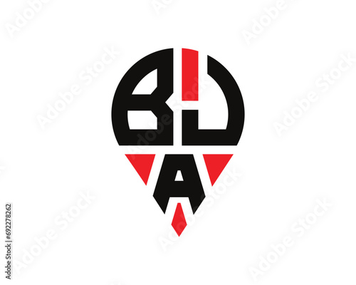 Free Download BJA letter location shape logo design. BJA letter location logo simple design. - GFXLoad