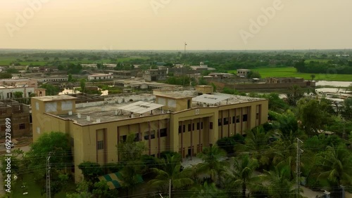 Badin City Court Amidst Verdant Surrounds, Sindh, Pakistan. Aerial photo