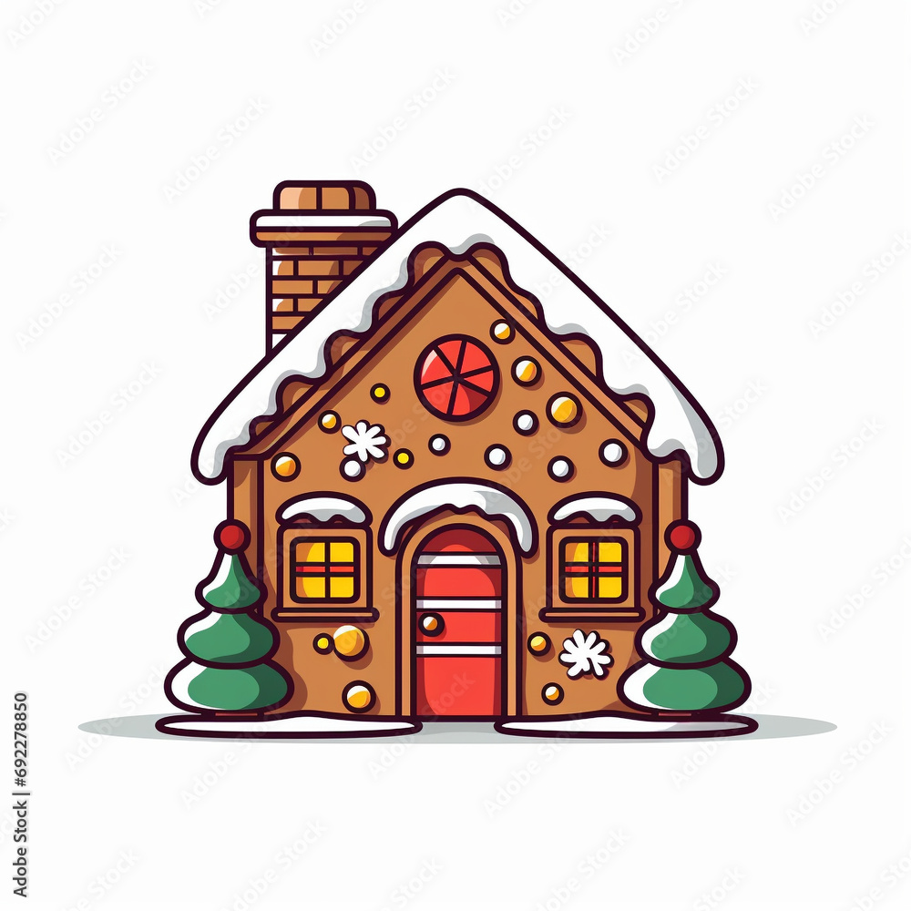 gingerbread house with christmas tree,Generated By Ai