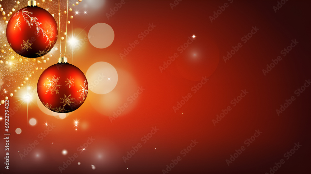 A red Christmas two balls on a red background. A red Christmas two balls on a red background.