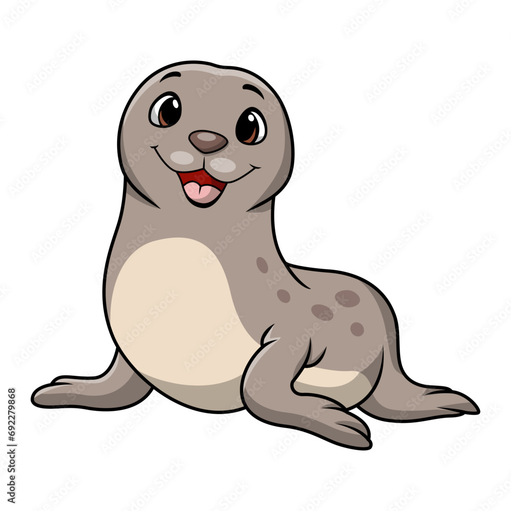 Cute baby seal cartoon on white background Cute baby seal cartoon on white background