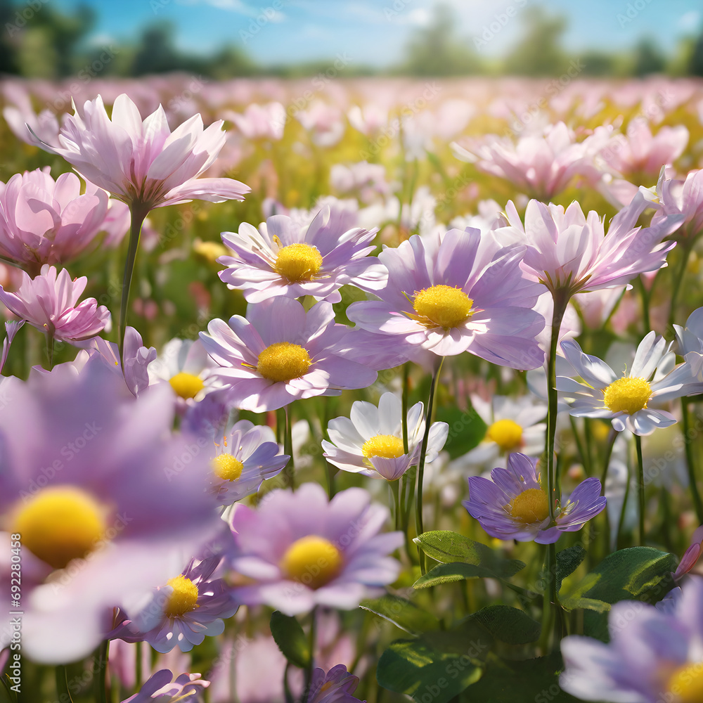 flower field in sunlight spring or summer garden background flower field in sunlight spring or summer garden background