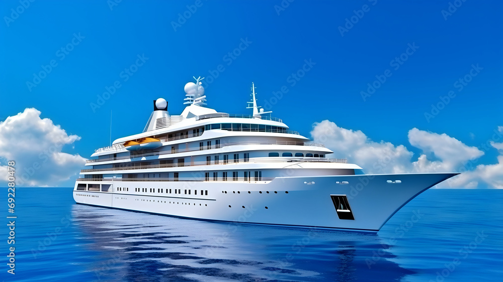 Luxurious yacht in the mexican caribbean sea