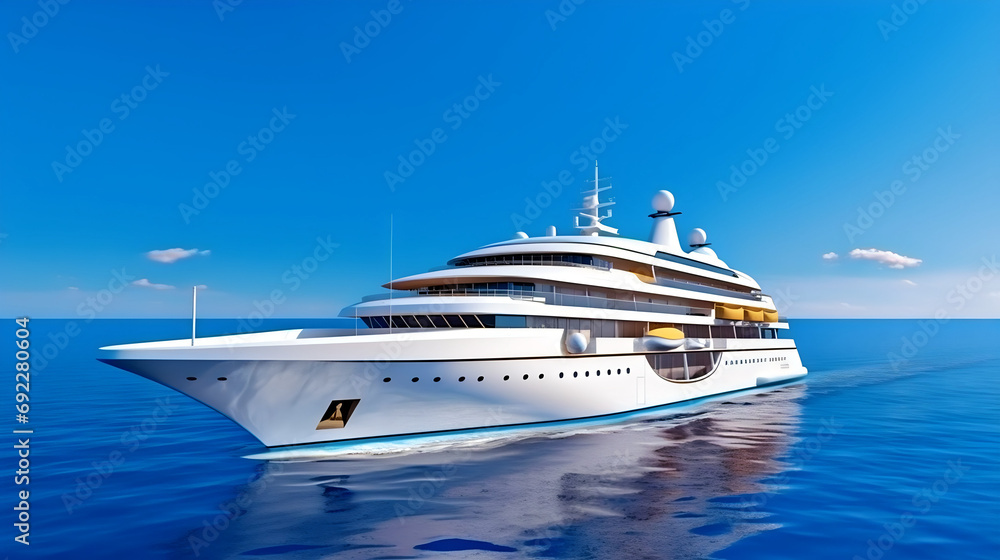 Luxurious yacht in the mexican caribbean sea