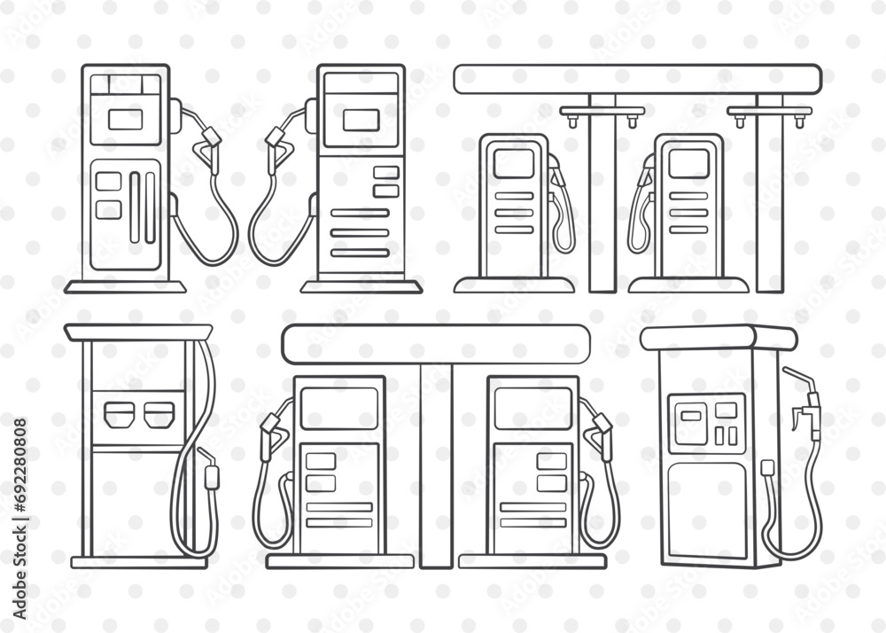 Petrol Pump Silhouette, Petrol Pump SVG, Fuel pump Svg, Gas Pump Svg, Petrol Pump Bundle Stock