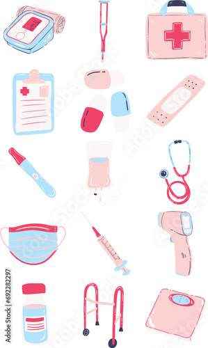 Finest Cute Medical Equipment Illustration Set