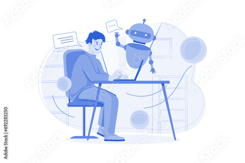 Cryptocurrency Trading Bot Illustration concept on white background
