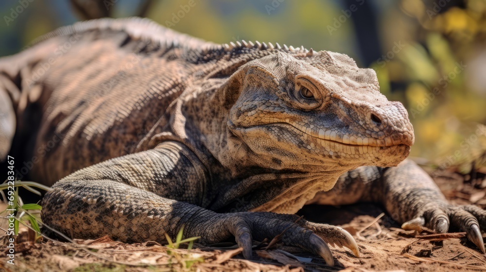 Fototapeta premium Lizard resting on the ground