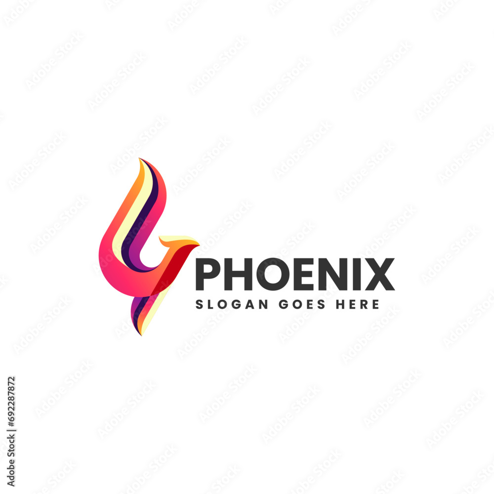 Obraz premium Vector Logo Illustration Phoenix Gradient Colorful Style