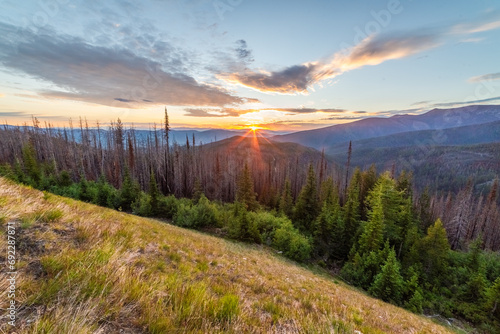 Peaceful Sunrise In Mountains photo