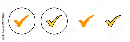 Check mark icon set for web and mobile app. Tick mark sign and symbol