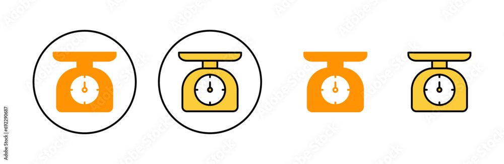 Scales icon set for web and mobile app. Weight scale sign and symbol Scales icon set for web and mobile app. Weight scale sign and symbol