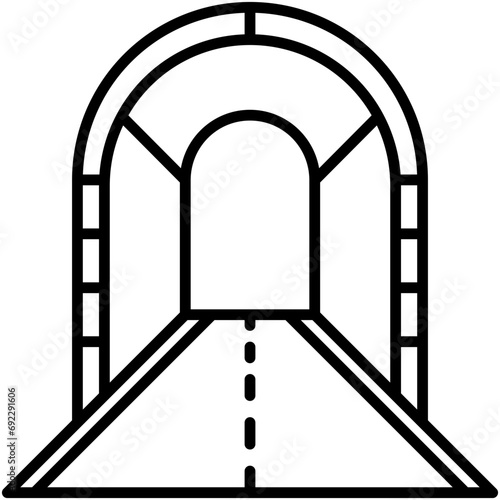 Tunnel Icon. Burrow Road Entrance Pictogram Graphic Illustration. Isolated Simple Line Icon For Infographic, App and Web Button.