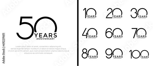 set of anniversary logo black color on white background for celebration moment photo