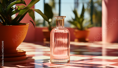 Green plant in glass vase adds natural decoration generated by AI