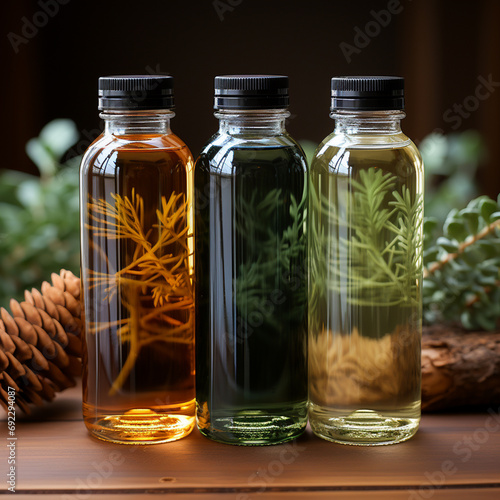 Fresh green leaf in glass jar, nature medicine generated by AI