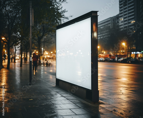 Illuminated billboard lights up the city at night generated by AI