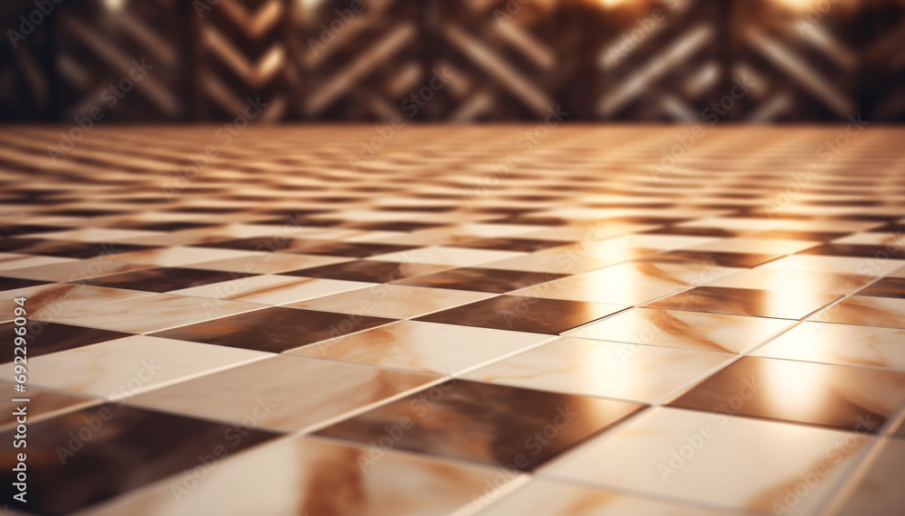 Geometric mosaic tile flooring creates modern abstract backdrop for business generated by AI