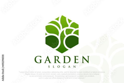 Tree icon concept of a stylized tree with leaves . Vector illustration