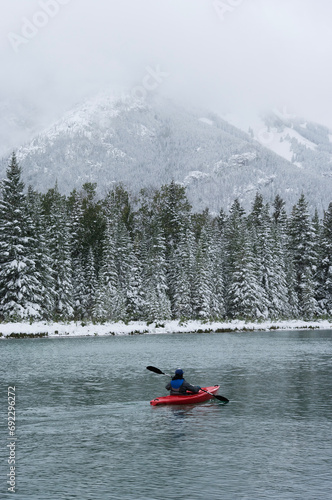 Lone Kayak on the Bow River