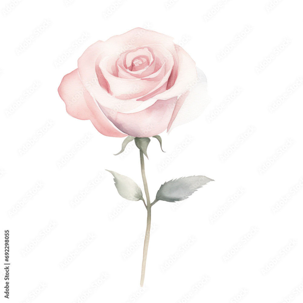 Watercolor illustration of rose flower isolated on background. Watercolor illustration of rose flower isolated on background.