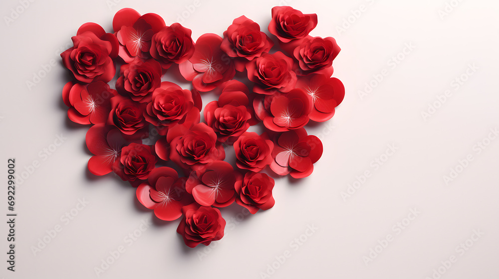 A beautiful heart-shaped bouquet of red garden roses, with each petal representing the love and passion of valentine's day A beautiful heart-shaped bouquet of red garden roses, with each petal representing the love and passion of valentine's day